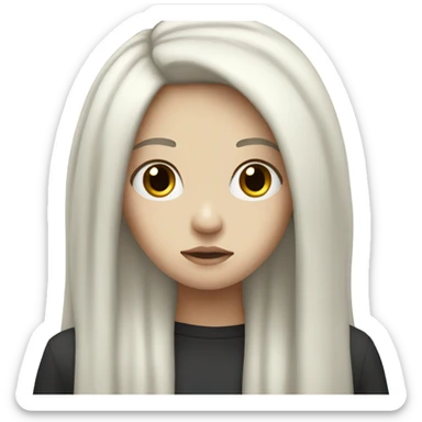 Pale girl with long black hair sad sticker