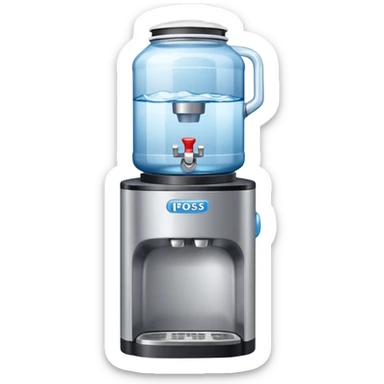 Office water cooler with a giant jug on top sticker