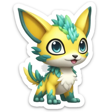 Cute cool shiny colorful fantasy animal hybrid Fakemon full body sticker