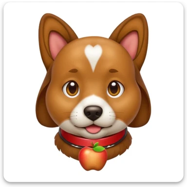 emoji of a dog resembling the photo, simple shape, recognizable collar, Apple emoji style sticker