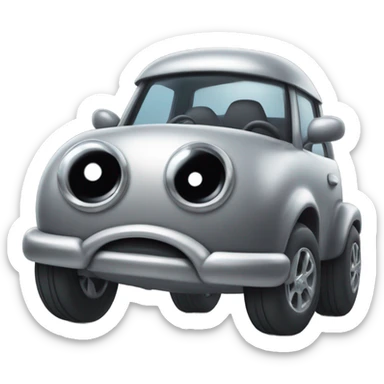 Metal cute mad Kirby Gray ball driving on car wheels with mad eyebrows game sticker
