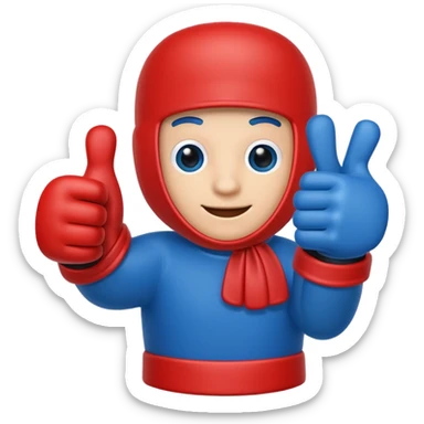 #1 glove thumbs up in blue (#00A3E0) and red (#F9423A)  sticker