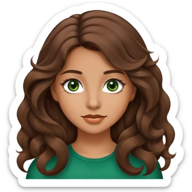 Beautiful girl, brown hair, wavy hair, long hair, dark green eyes, hispanic sticker