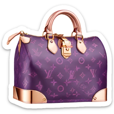 purple Designer Louis Vuitton bag with rose gold monogram and rose gold trim sticker
