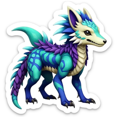 Rare realistic exotic cute epic pretty beautiful handsome gorgeous aesthetic colorful vibrant Vernid-Protogen-Primagen-Wickerbeast-Sergal-Gener-species-Fakemon-hybrid-creature by LiLaiRa, beautiful intricate markings, full body sticker