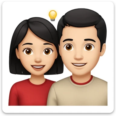 light skin black hair woman talking with a light skin black hair man, she's exited an he's happy, we're face to face sticker