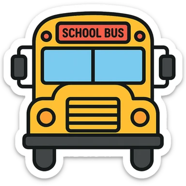 school bus icon in lineal color with black outlines sticker