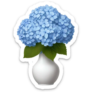 blue hydrangea bouquet in white vase sticker