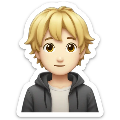 Anime boy with cute  sticker