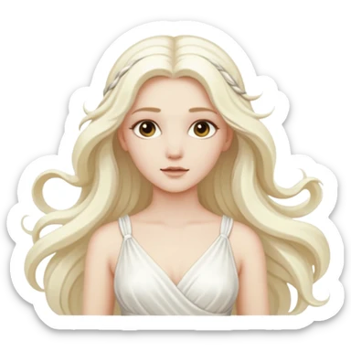 Aura, Breeze Goddess from Rome Mythology with long white blonde hair, white outfit sticker