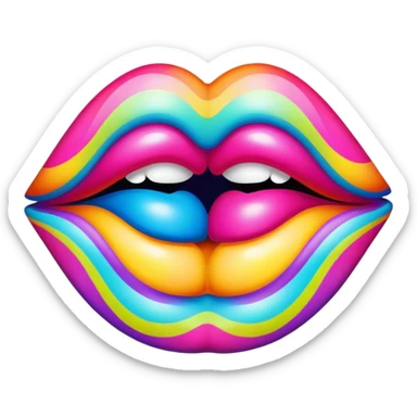 sealed with a kiss mark in psychedelic colors sticker