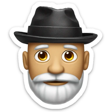 a pile of coals in a hat, wrinkles and a beard sticker