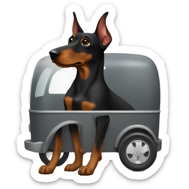 doberman en un transportin sticker