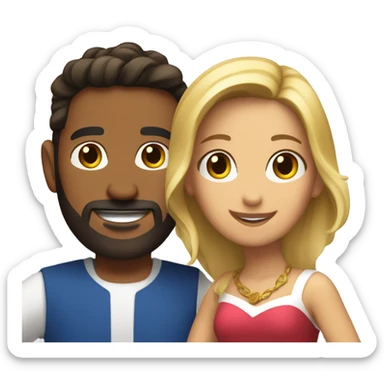 Puerto rican beard brown short hair man  with long blonde hair girl dancing sticker