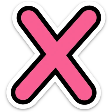 hot pink X mark, wrong symbol sticker