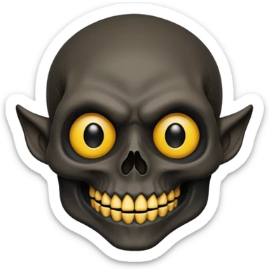 human skull face troll emojie used in ticktock reels. black in colour sticker