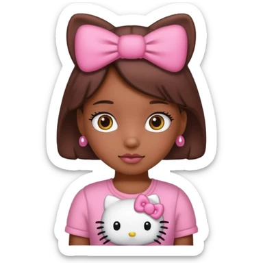 Brown skinned girl wearing pink hello kitty clothes  sticker