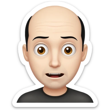 A balding person whos crazy and canadian and has black hair and is white sticker