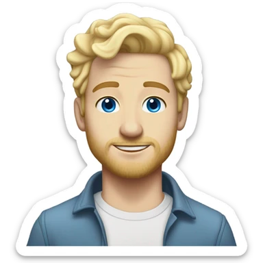 full body standing light curl blonde 30yo man blue eyed pale skin sticker