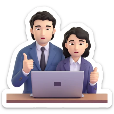 Business strategist with black wavy hair, stubble, chiseled face, wearing blazer and button-up shirt, mentoring a younger professional, leaning forward with engaged expression, pointing at document or laptop, in a one-on-one coaching session sticker