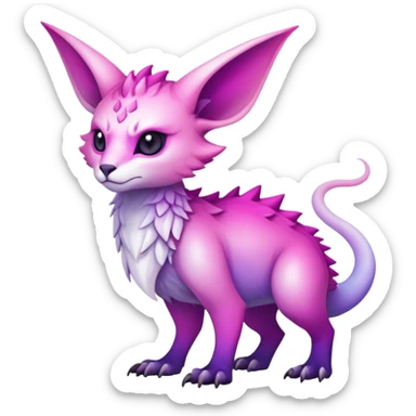  Cool Edgy Purple-pink-white-gradient ethereal badass Fionbri-Vernid-Trico-animal-creature full body  sticker