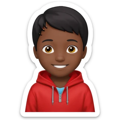 niño de 7 años, con pelo y piel negra. sudadera roja sticker