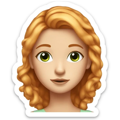 A girl with ginger hair half head of blonde highlights freckles long lashes Bluey green eyes beautiful face sticker