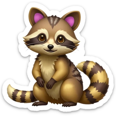 Colorful neon-colored tropical exotic shiny beautiful fantasy-Cacomistle-tanuki-genet-oncilla-animal-hybrid (full body) sticker