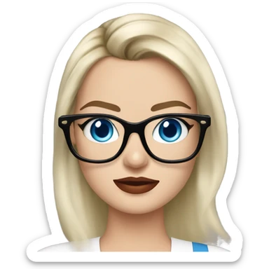 margot robbie with blue eyes, wearing black glasses  sticker