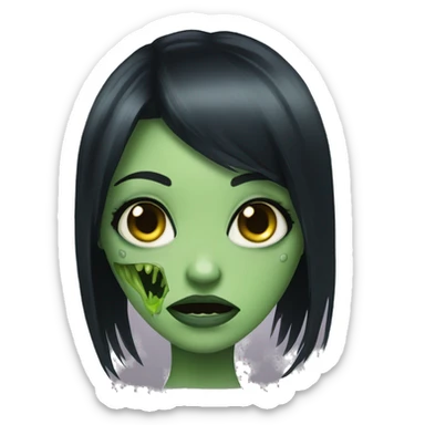 Bih green zombie girl with black hair sticker
