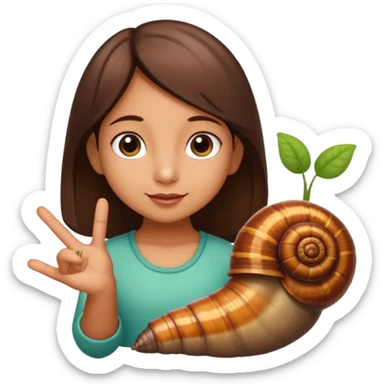 Little Latina girl and a garden snail and earthworms  sticker
