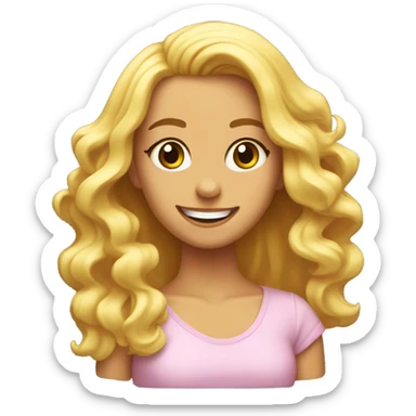 chica rubia con el pelo rizado sonriendo  sticker