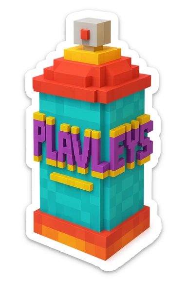 spray paint can with graffiti "PLAVLEYS" sticker