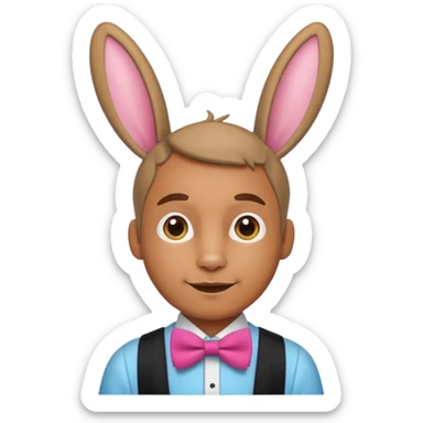 Rabbit ears and colorful bowtie wearring man sticker