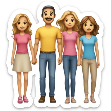Famille de 5 personnes avec 3filles sticker