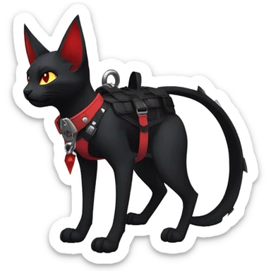 cool edgy black punk red ethereal fantasy nargacuga-bat-cat-Fakemon collar harness full body sticker