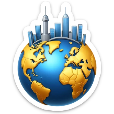 3d planet earth with building sticker