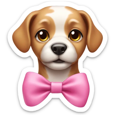 cute dog with pink bow sticker