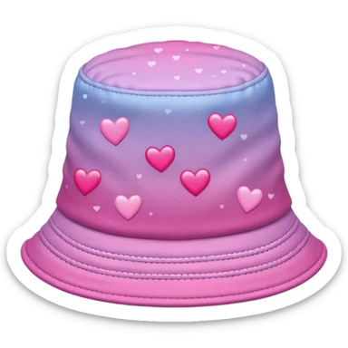 Pink ombre bucket hat with hearts and glitter sticker