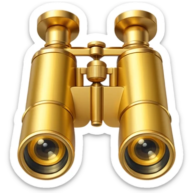 gold binoculars with large lenses simple eye holes and straight shaft sticker