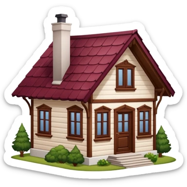 A dacha with a burgundy tiled roof sticker