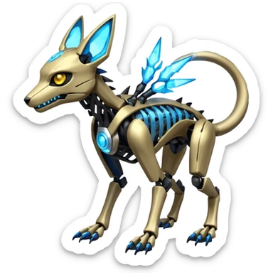 futuristic elemental Skeletal Cyborg-Manectric-Electrike-Lucio-Cubone-Umbreon-Marowak-Draco-Fakémon-hybrid-creature (full body), 4 legs sticker
