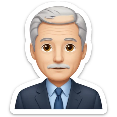 Homem de 60 anos cabelo cinza. Rosto sem pelos. sticker