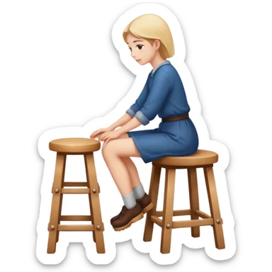 a person sitting on stool with backs turned

 sticker