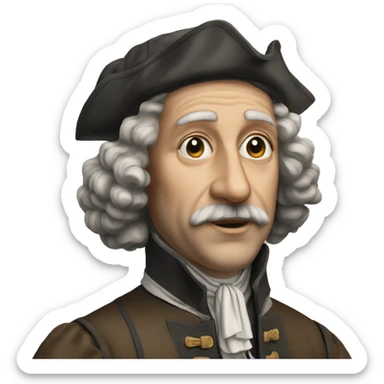 Photorealistic 17th century engineer with drawings sticker