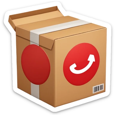 simbolo de prohibido y que esté tachando una caja de cartón de un paquete enviado sticker