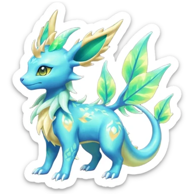 Shiny ethereal elemental Salandit-Leafeon-Vaporeon-hybrid-fusion (full body) sticker