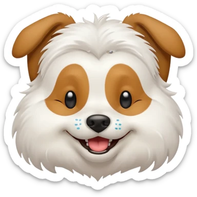 Create a very much laughing dog emoji with tears in his eyes sticker