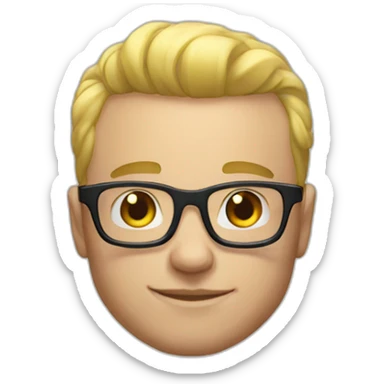 white bodybuilder glasses developper straight hair short sticker