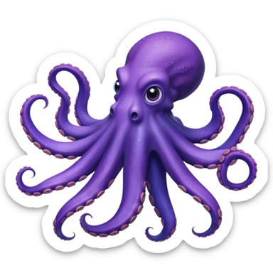 octopus, bottom-up view, arms extended, mouth and underside visible, head away from viewer sticker